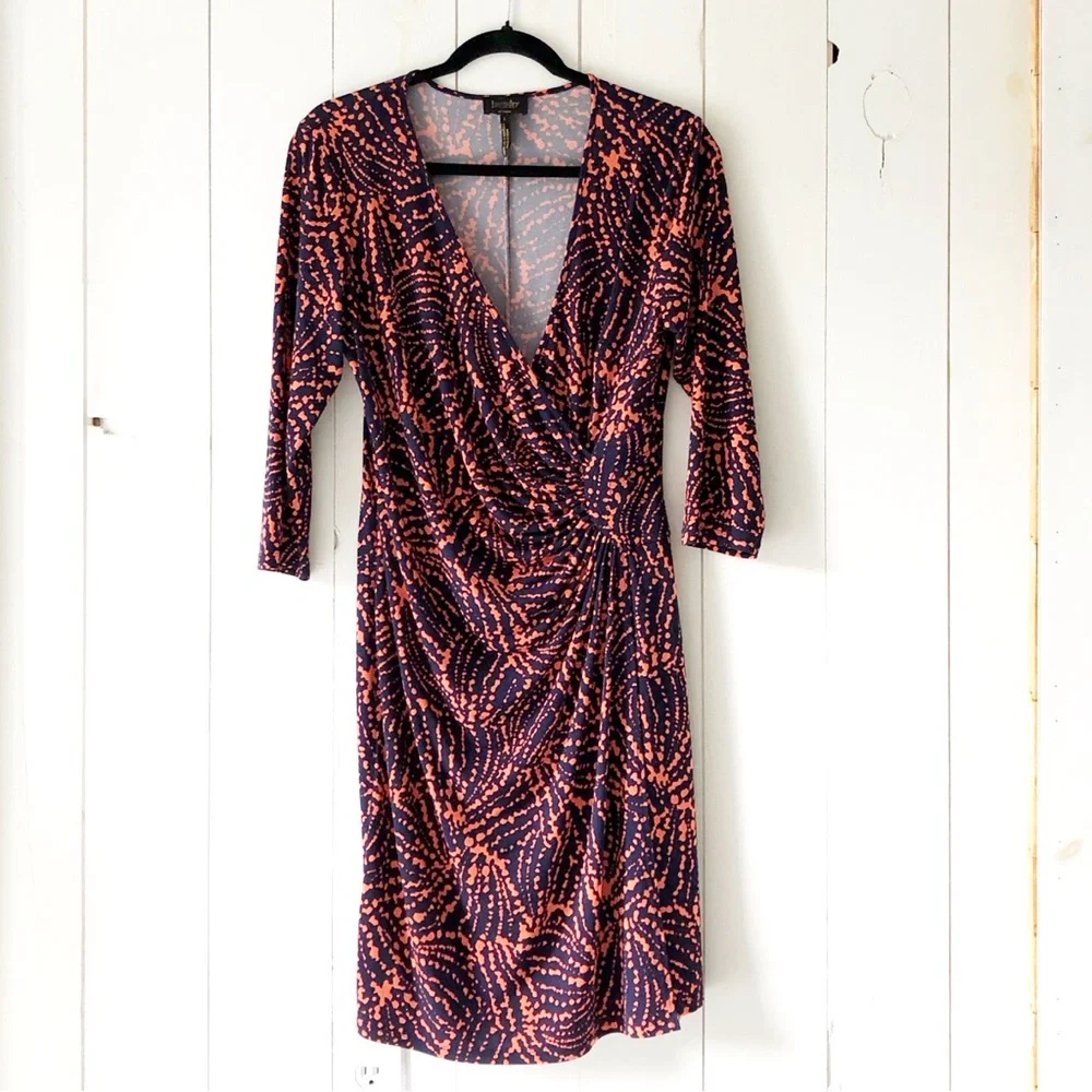 Laundry by Design | Dresses | Laundry By Design Los Angeles Navy Orange Wrap Midi Dress Size Large